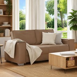 Brown Faux Leather Loveseat Sofa 180 cm