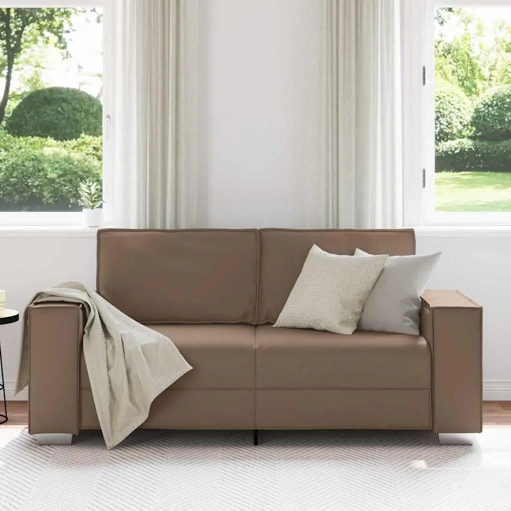 Brown Faux Leather Loveseat Sofa 180 cm
