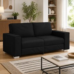 Black Faux Leather Loveseat Sofa 180cm for Cozy Living