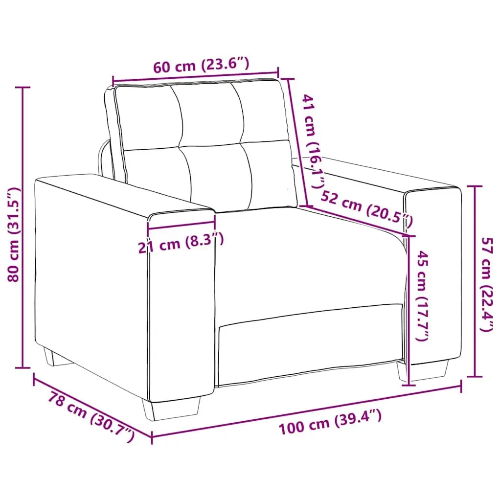 Sofa Chair Grey Fabric Lounge Seat Padded Armchair Living Room Furniture