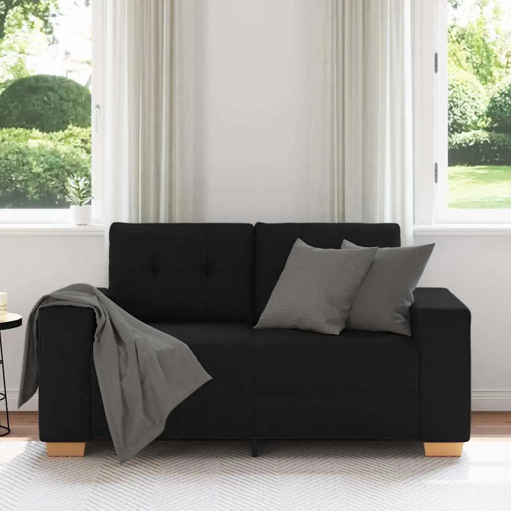 Loveseat Sofa Black Fabric 160x77x82cm Polyester