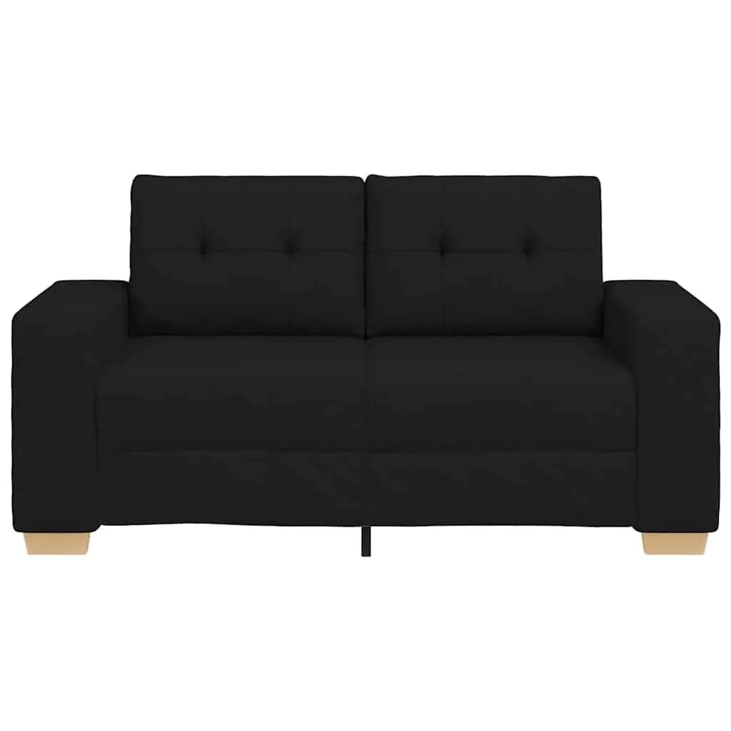 Loveseat Sofa Black Fabric 160x77x82cm Polyester