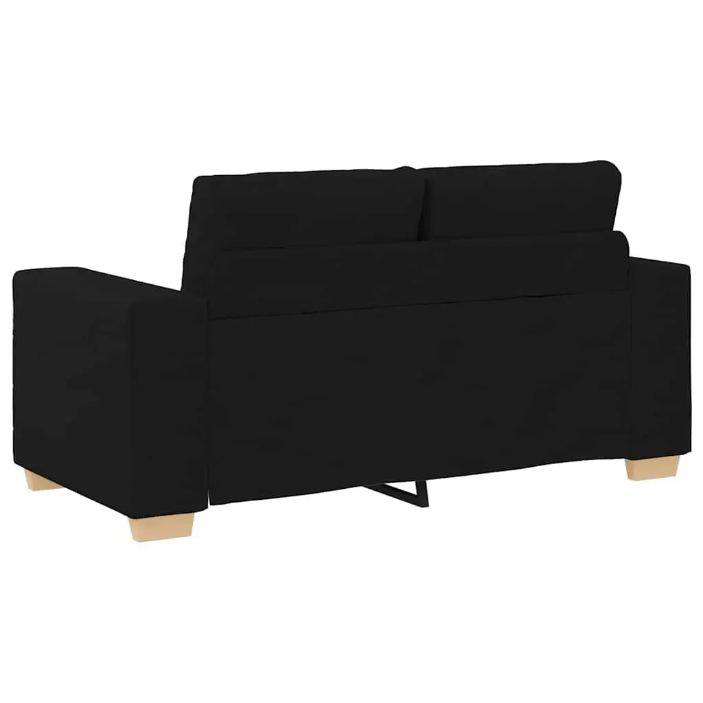 Loveseat Sofa Black Fabric 160x77x82cm Polyester