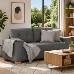 Comfortable Grey Fabric Loveseat Sofa for Living Spaces