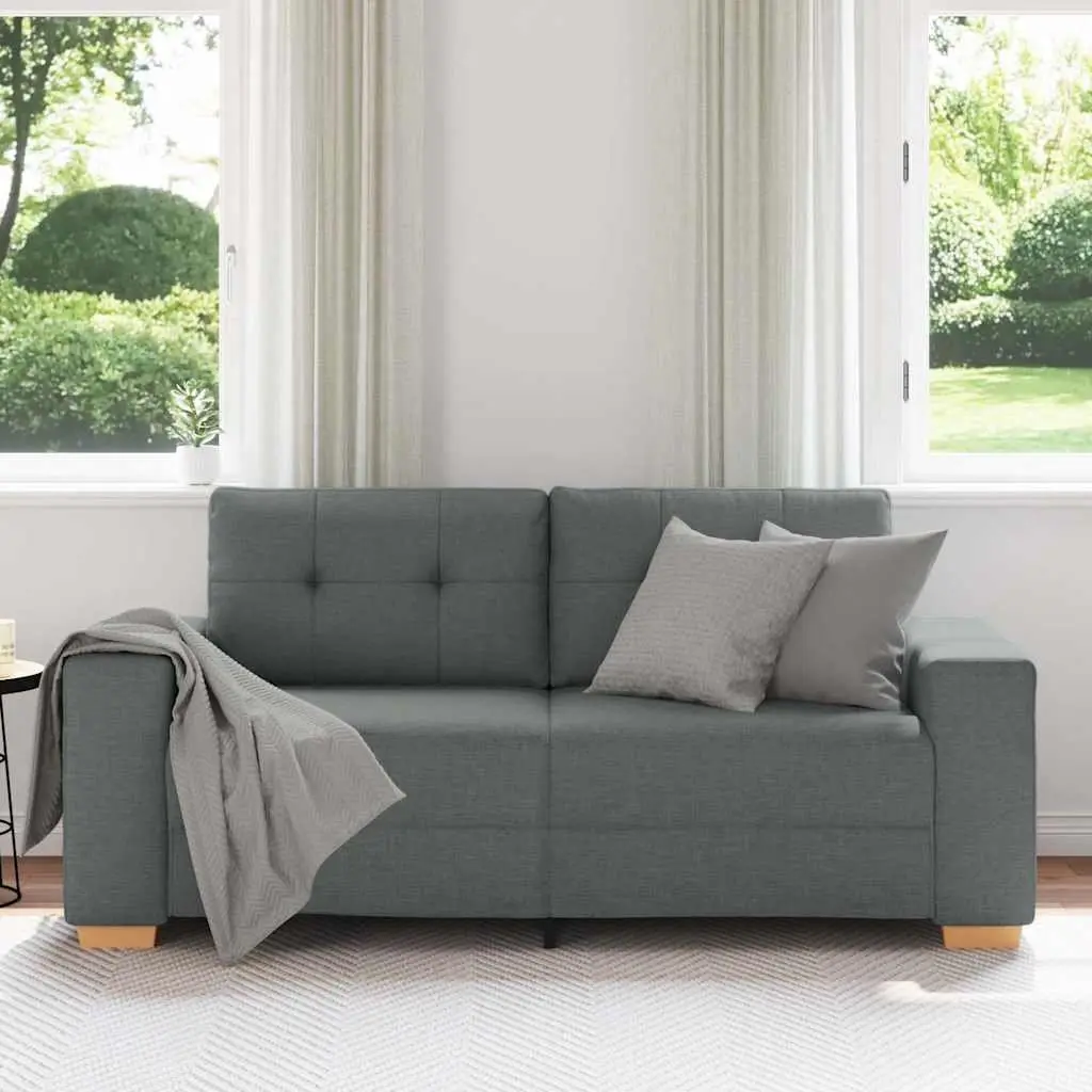 Loveseat Sofa Grey Fabric 180x77x82cm Padded Seats Living Room Furniture