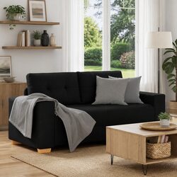Black Fabric Loveseat Sofa 180x77x82cm for Two
