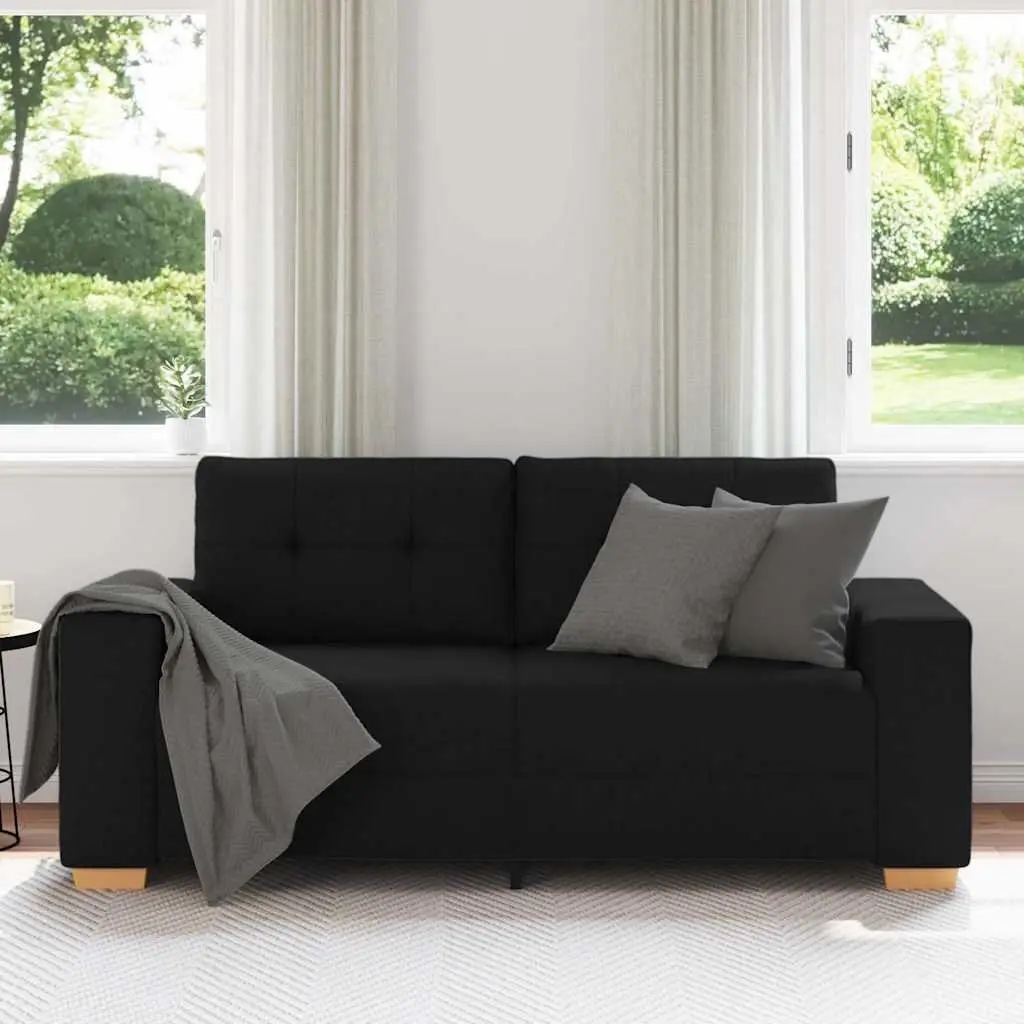 Black Fabric Loveseat Sofa 180x77x82cm for Two
