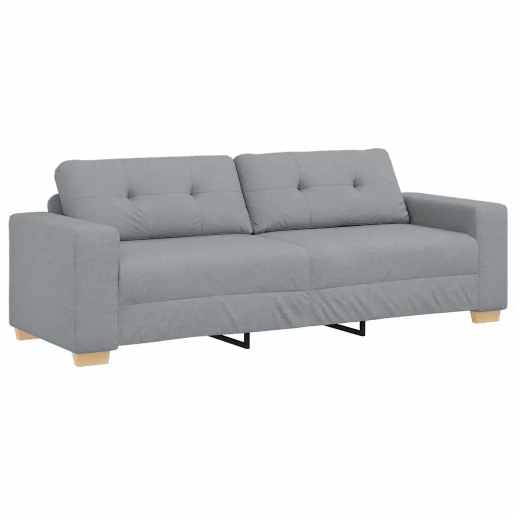 3-Seater Sofa Grey Fabric Modern Lounge Seat