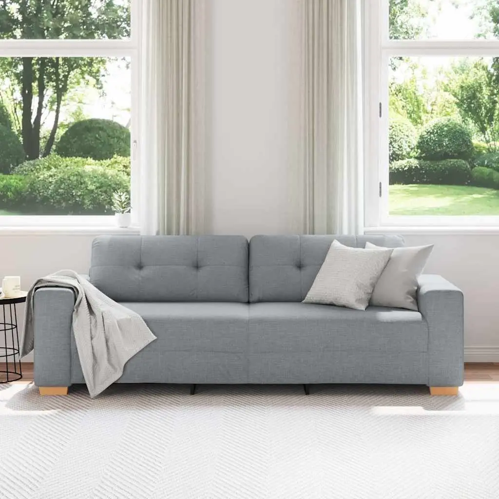 3-Seater Sofa Grey Fabric Modern Lounge Seat