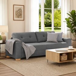 Grey Fabric 3-Seater Sofa for Modern Living Spaces