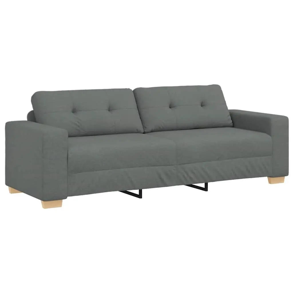 Modern3SeaterSofaGreyFabricComfortableLivingRoomFurnitureWithPaddedFoamSeatsAndSturdyPlywoodMetalFrame