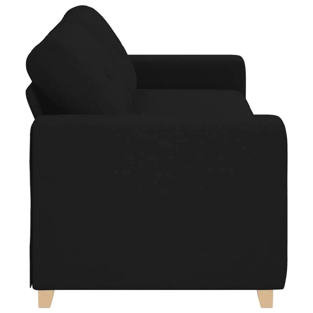 3-Seater Sofa Black Fabric Modern 220cm Polyester Plywood Metal