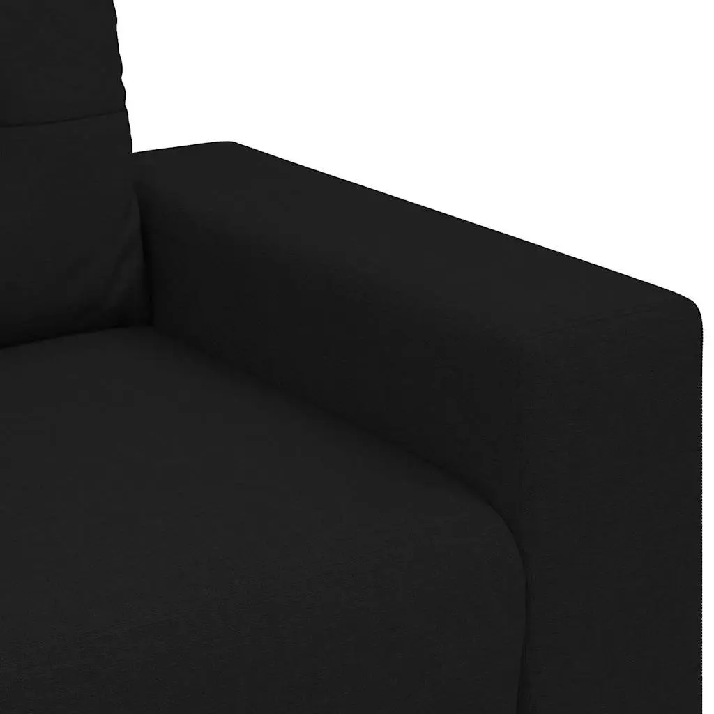 3-Seater Sofa Black Fabric Modern 220cm Polyester Plywood Metal