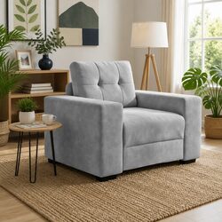 Grey Light Velvet Sofa Chair for Cozy Living Spaces