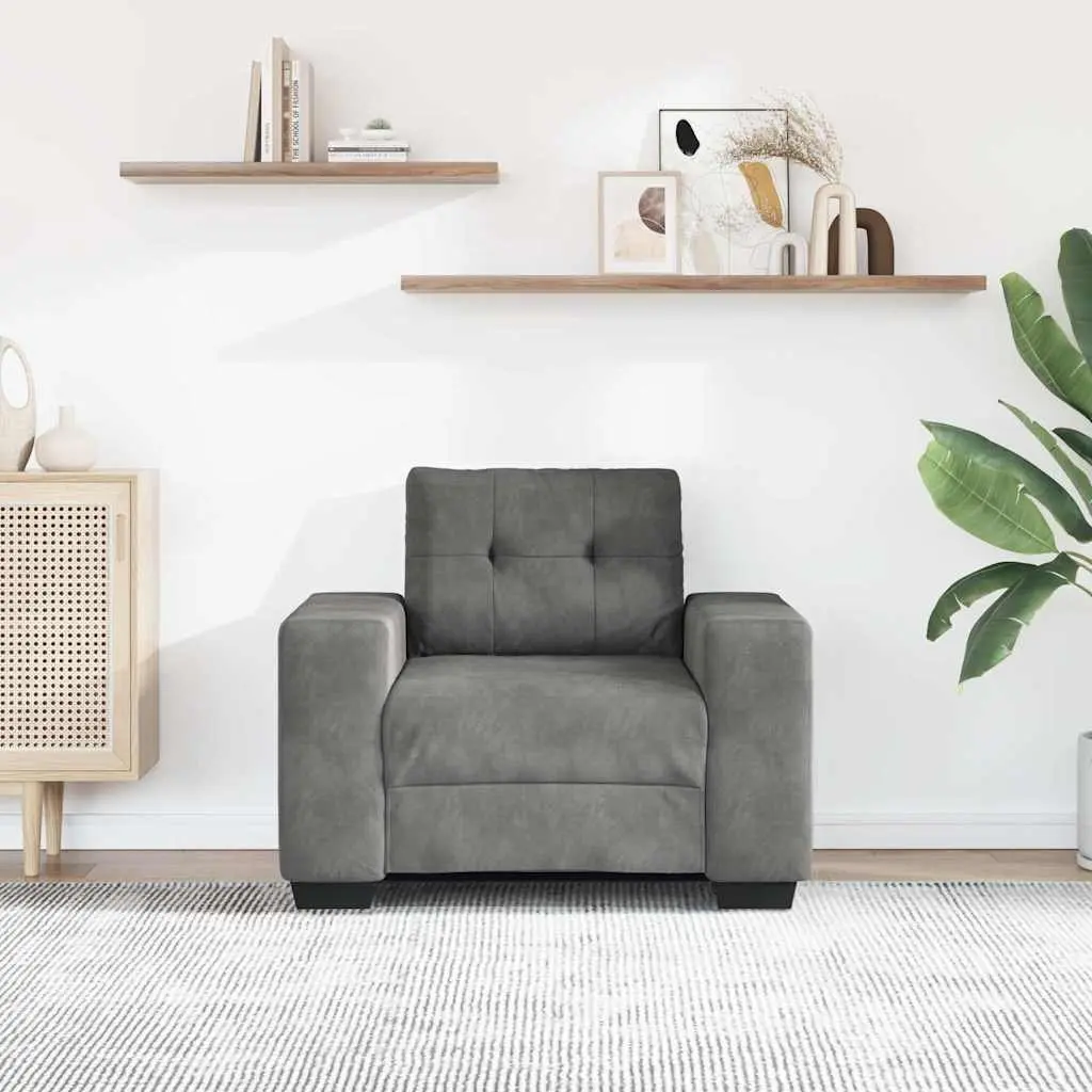 Sofa Chair Grey Velvet Modern Living Room Armchair