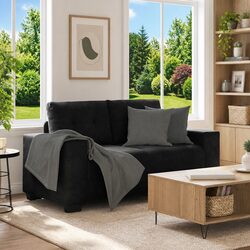 Black Velvet Loveseat Sofa for Cozy Living Spaces