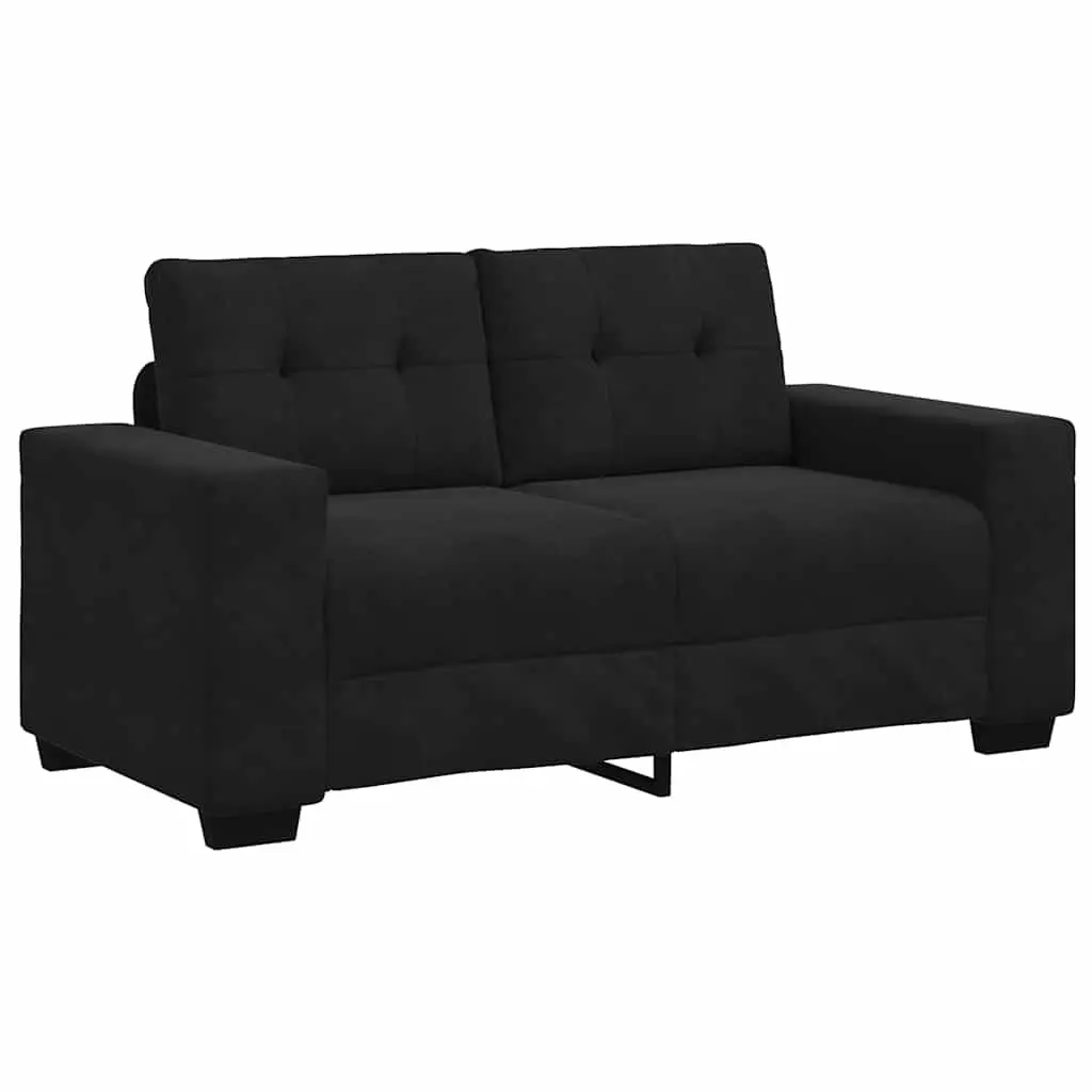 Loveseat Sofa Black Velvet 160x77x82cm Plywood and Metal