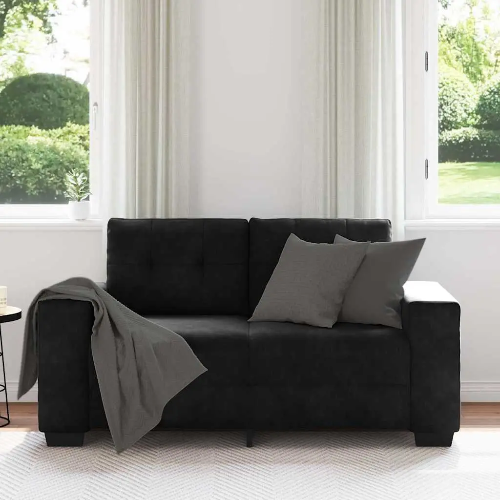 Loveseat Sofa Black Velvet 160x77x82cm Plywood and Metal