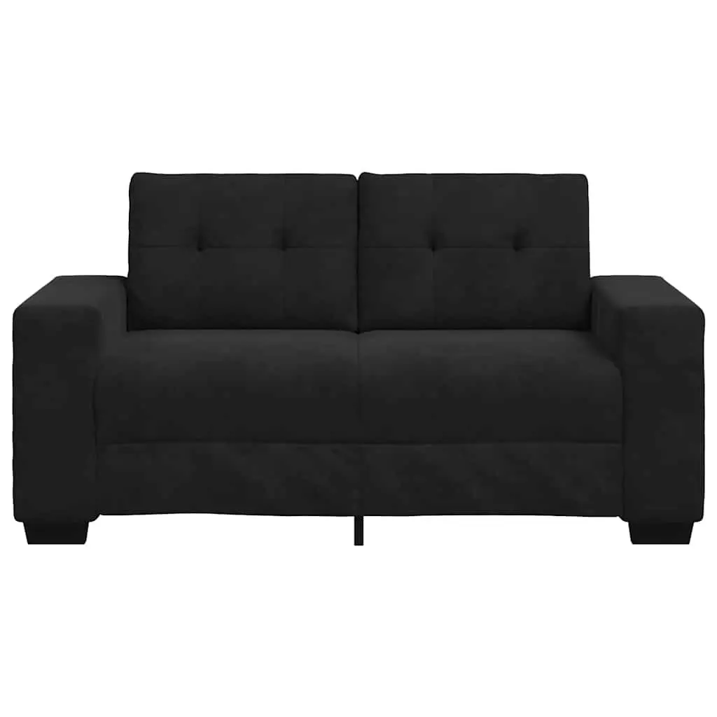 Loveseat Sofa Black Velvet 160x77x82cm Plywood and Metal