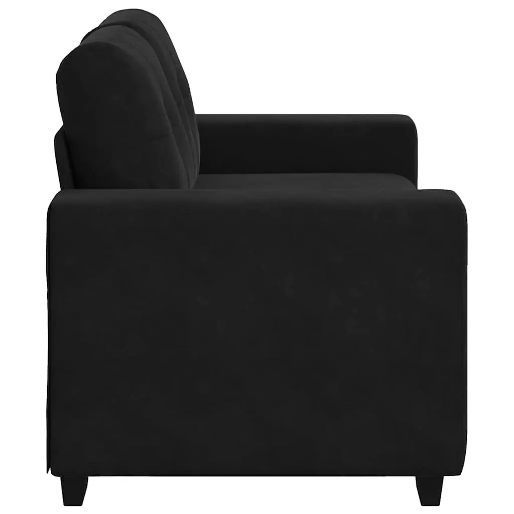 Loveseat Sofa Black Velvet 160x77x82cm Plywood and Metal