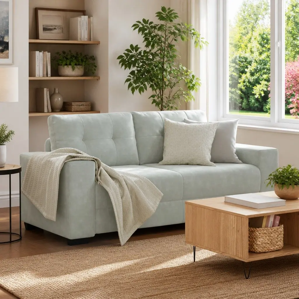 Grey Velvet Loveseat Sofa 180x77x82 cm for Living Rooms