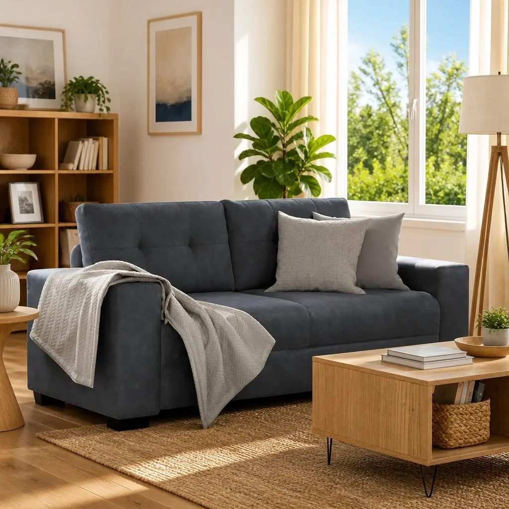 Grey Loveseat Sofa 180x77x82cm for Living Room