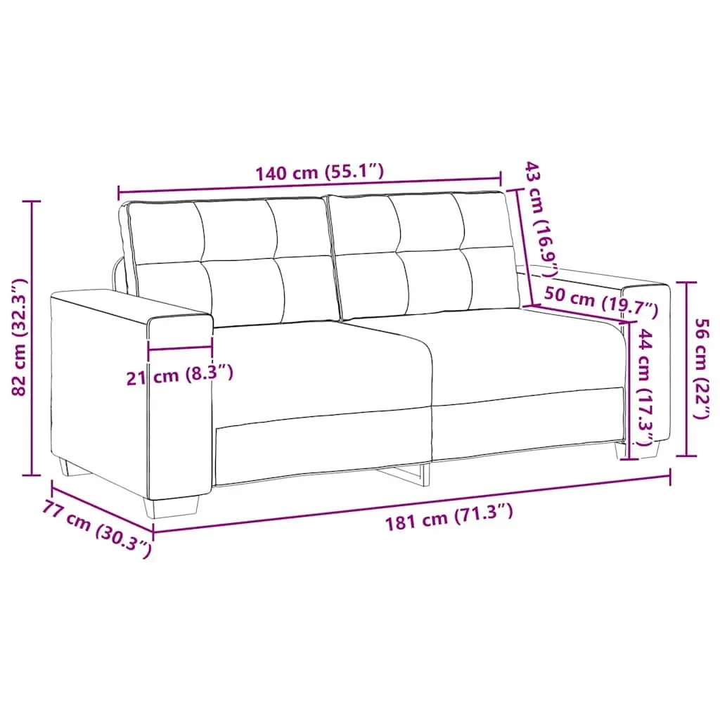 Grey Loveseat Sofa 180x77x82cm for Living Room