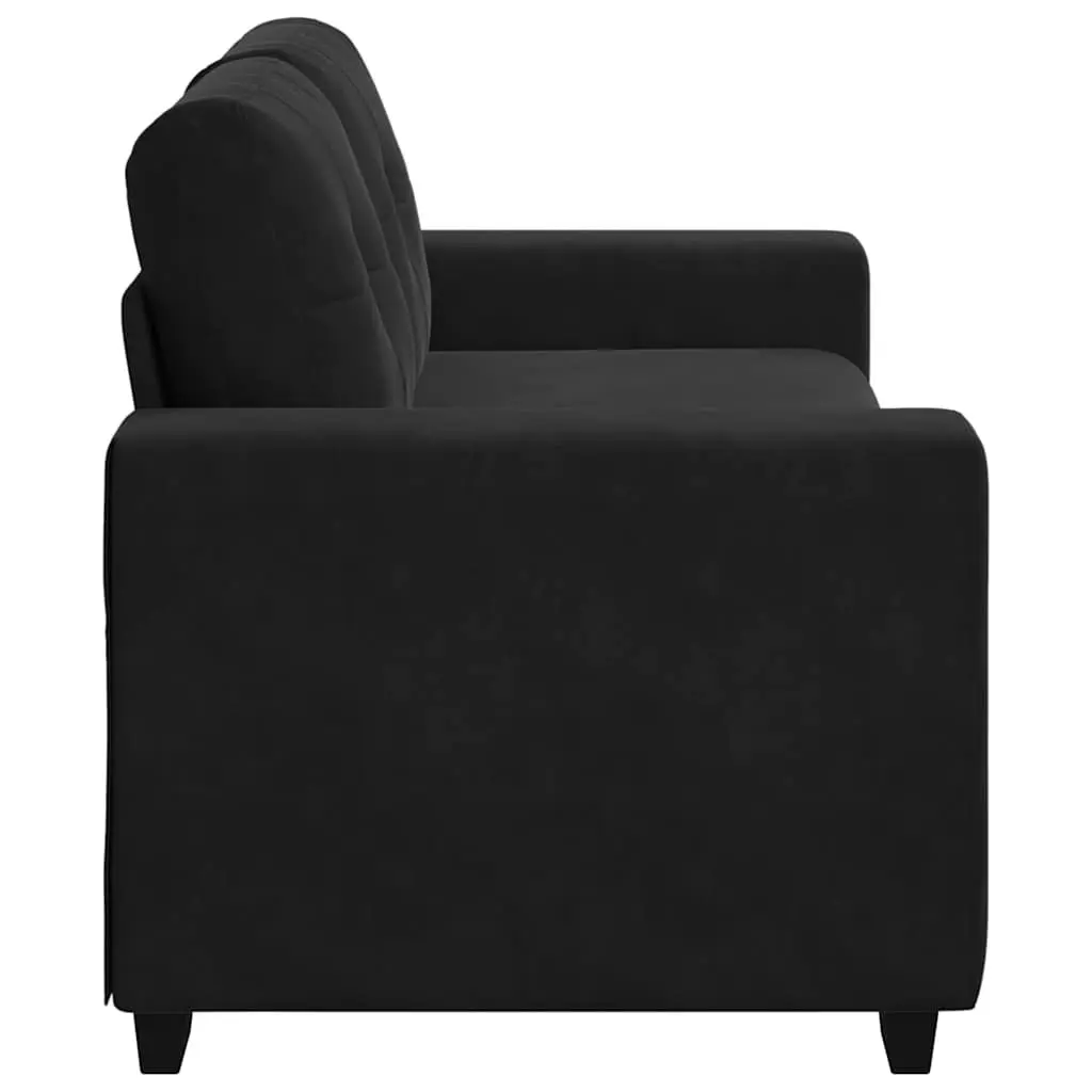 Loveseat Sofa Black Velvet 180x77x82cm Comfortable Padded Seating Armchair