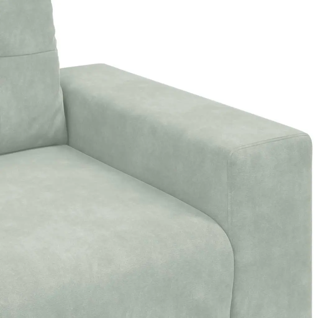 3-Seater Sofa Grey Velvet Modern Living Room Furniture Comfortable Padded Couch