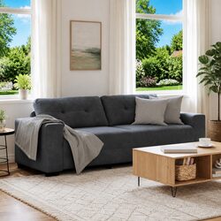 Stylish 3-Seater Sofa in Grey Velvet for Cozy Living Spaces