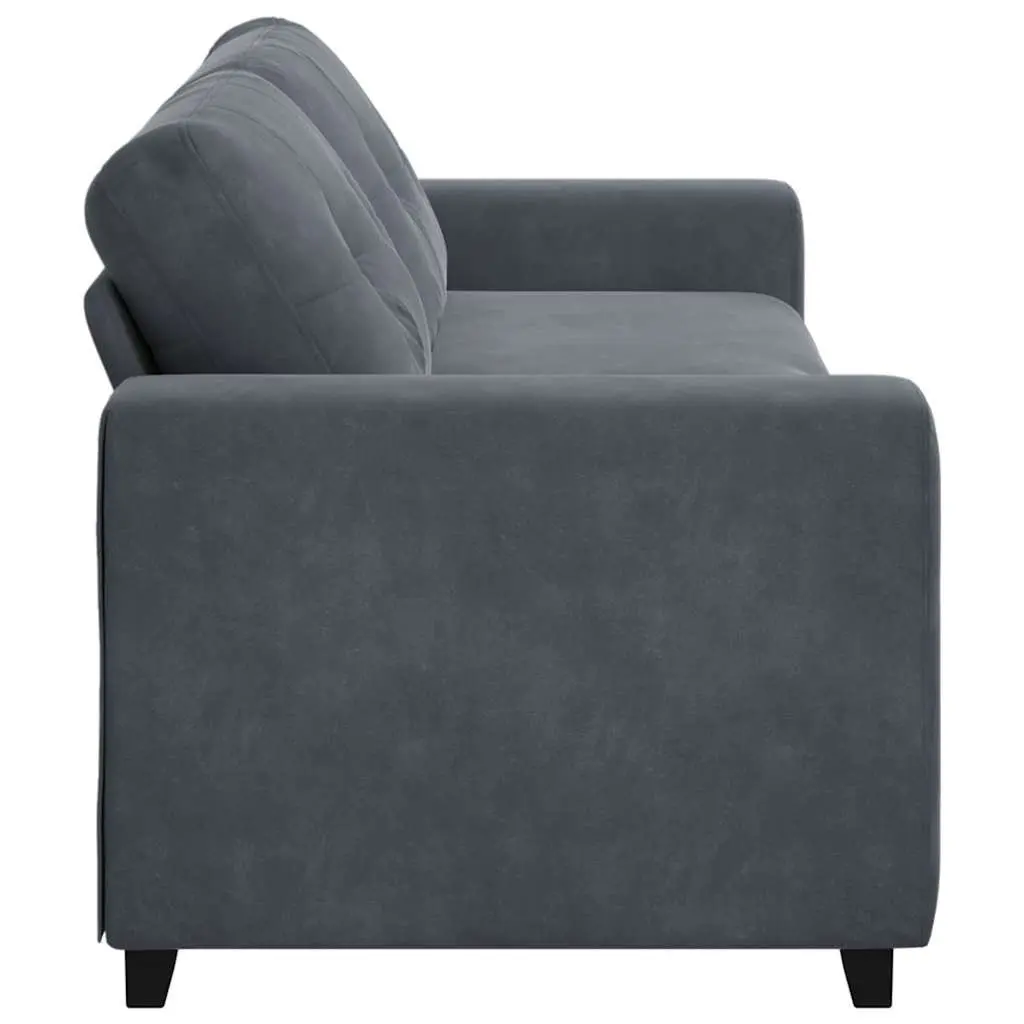 3-Seater Sofa Grey Velvet Living Room Furniture Relaxation Couch Padded Seats