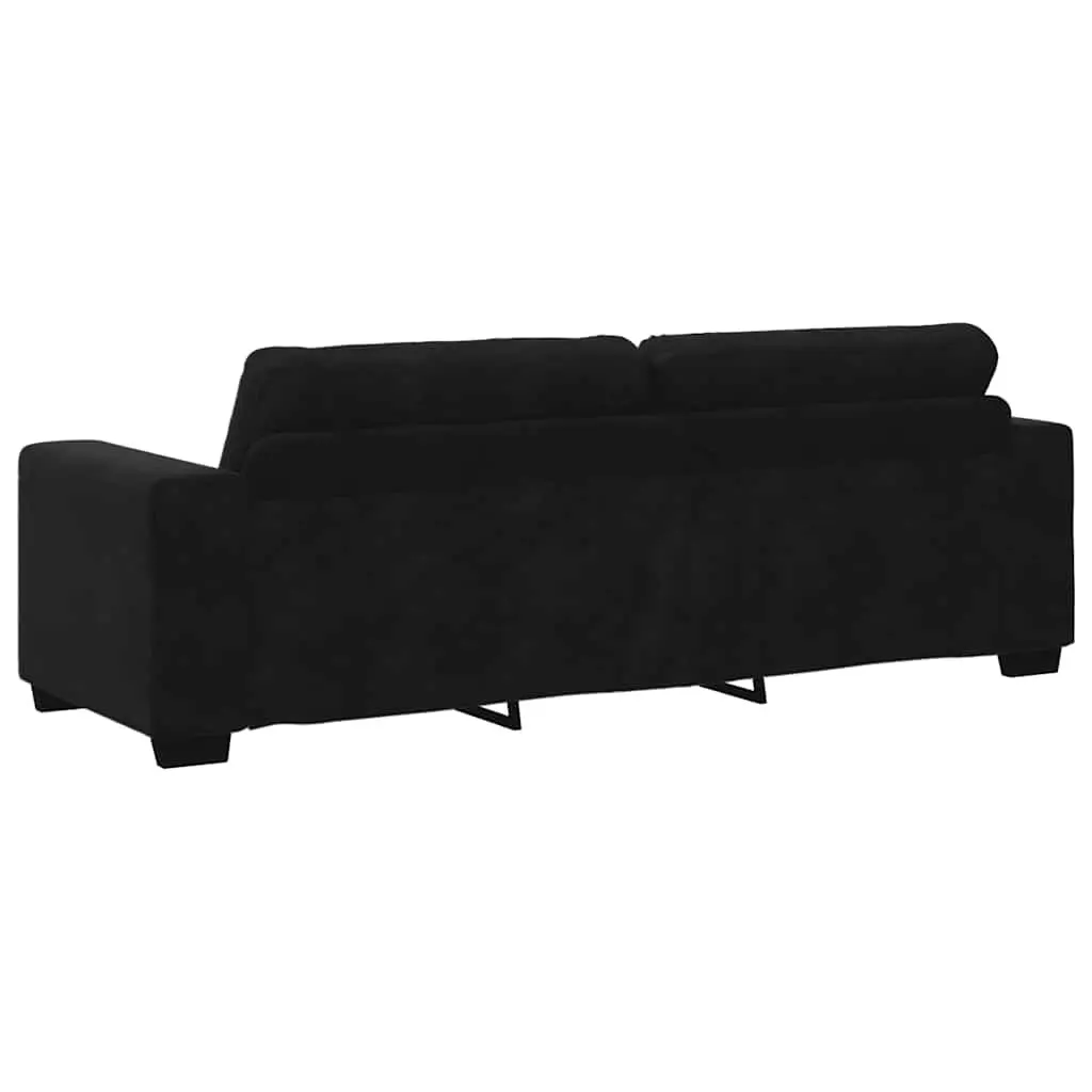 3-Seater Sofa Black Velvet Living Room Furniture Relaxing Lounge Settee