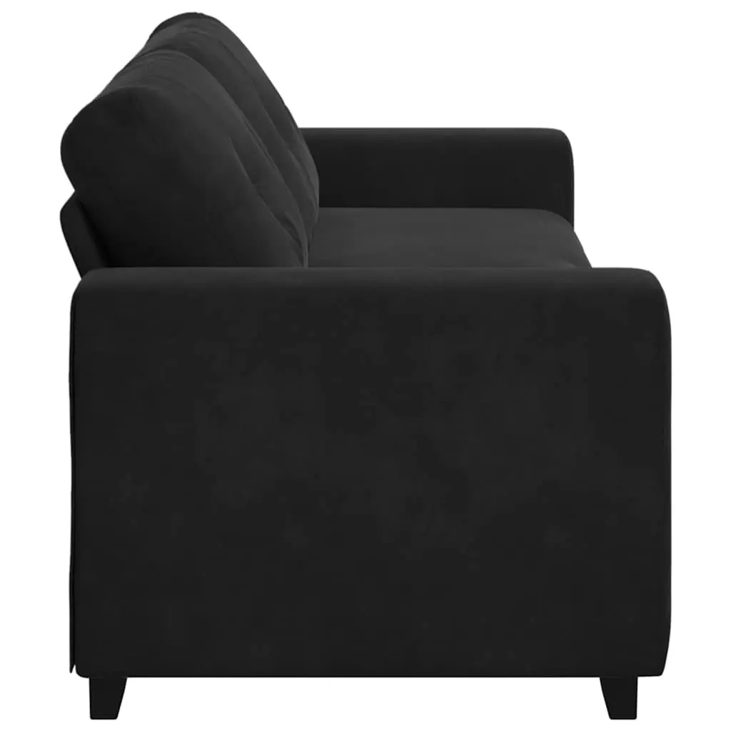 3-Seater Sofa Black Velvet Living Room Furniture Relaxing Lounge Settee