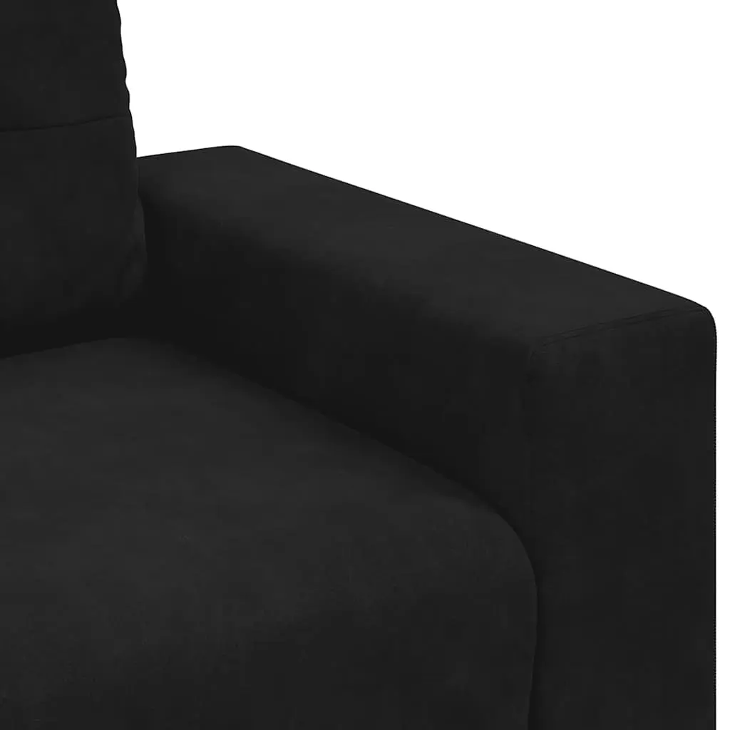 3-Seater Sofa Black Velvet Living Room Furniture Relaxing Lounge Settee
