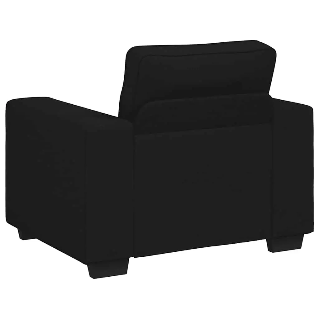 Sofa Chair Black Fabric Lounge Seat Armrest 100x77x82cm Polyester Wood Metal Frame