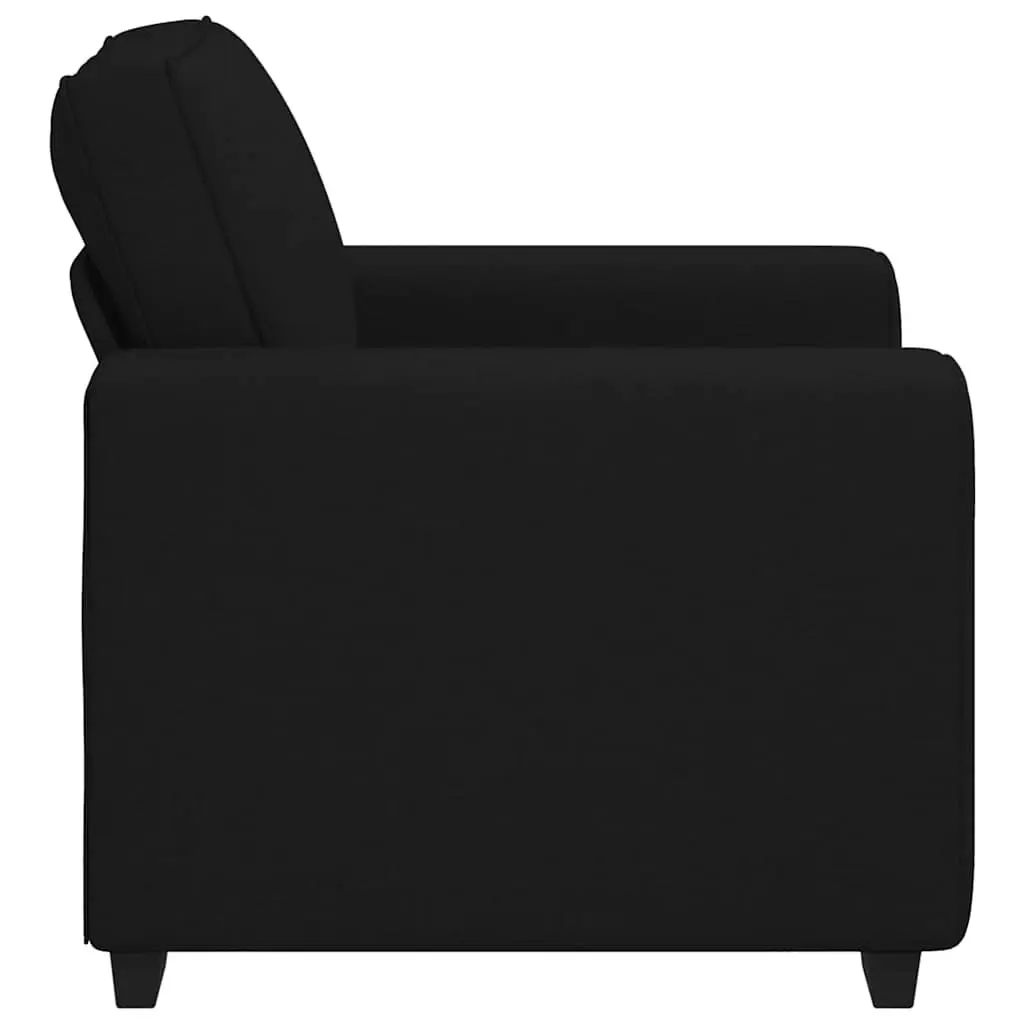 Sofa Chair Black Fabric Lounge Seat Armrest 100x77x82cm Polyester Wood Metal Frame