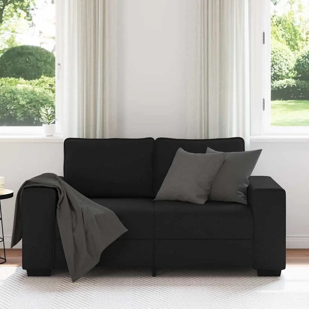 2-Seater Sofa in Black Fabric for Living Spaces