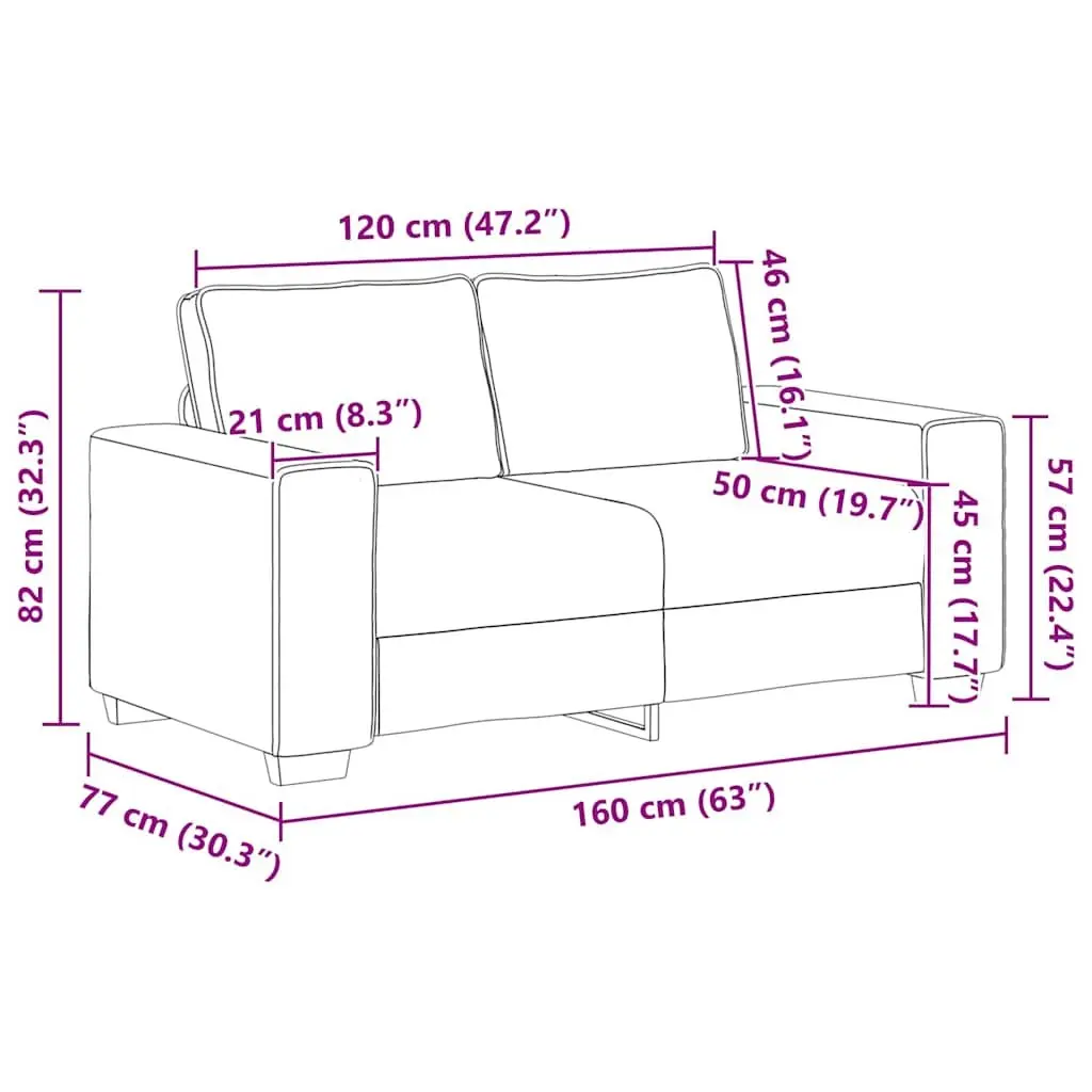 2-Seater Sofa in Black Fabric for Living Spaces