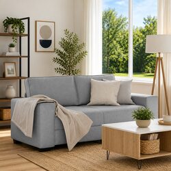 Comfortable 2-Seater Sofa in Light Grey Fabric