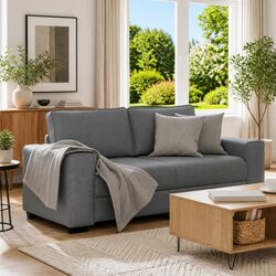 Warm Grey Fabric 2-Seater Sofa for Living Spaces
