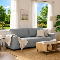 Comfortable 3-Seater Sofa in Grey Fabric