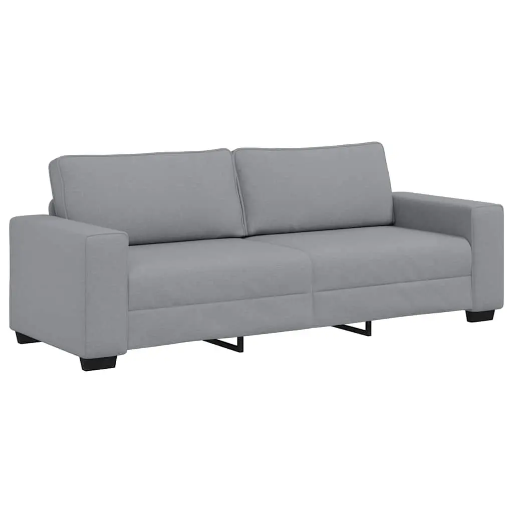 3-Seater Sofa Grey Fabric Upholstered 220x77x82cm Wood and Metal Frame