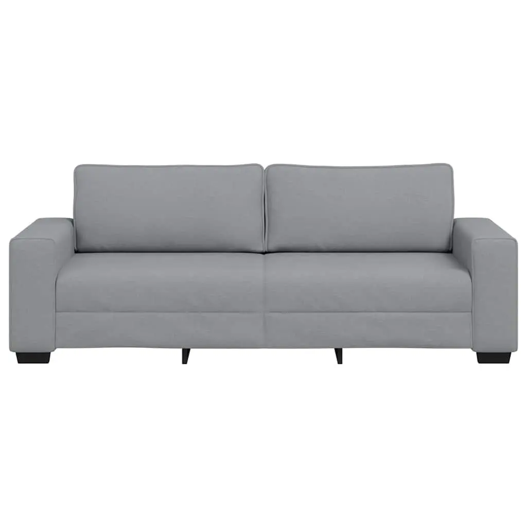 3-Seater Sofa Grey Fabric Upholstered 220x77x82cm Wood and Metal Frame