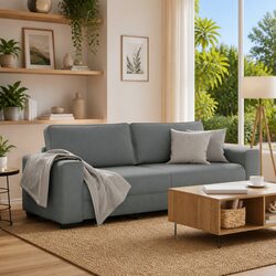 3-Seater Sofa Dark Grey 220x77x82 cm Fabric Couch
