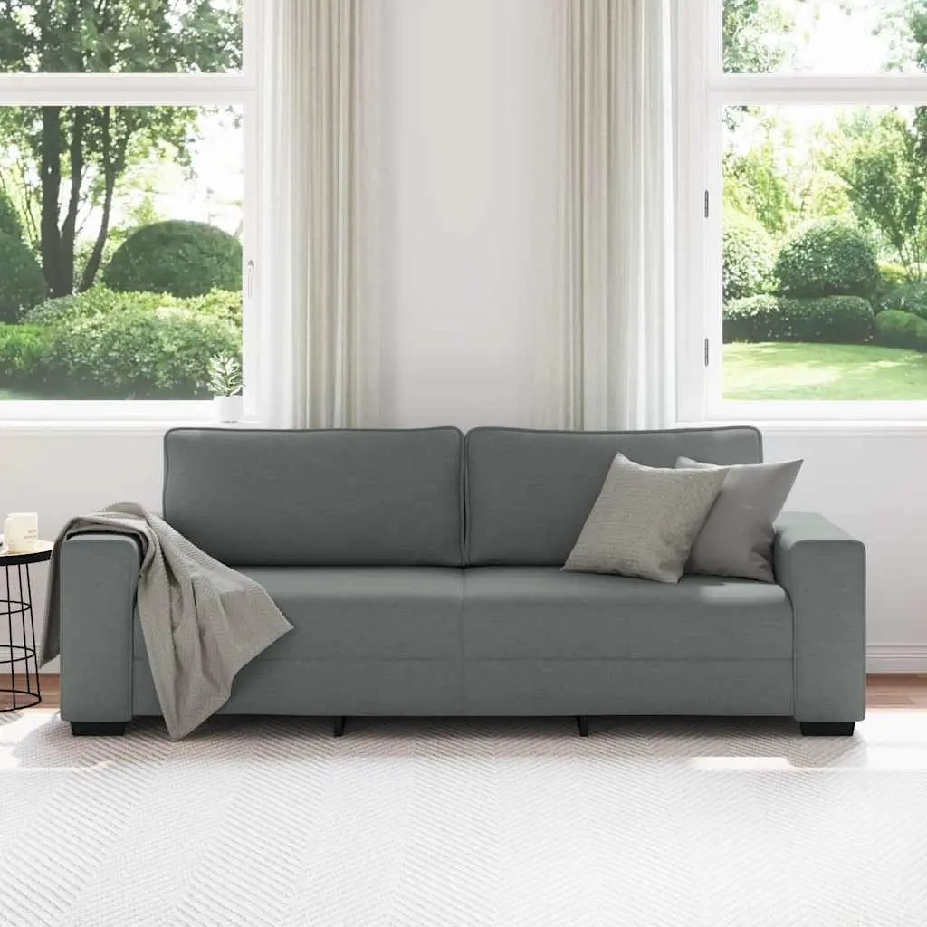 3-Seater Sofa Dark Grey 220x77x82 cm Fabric Living Room Couch
