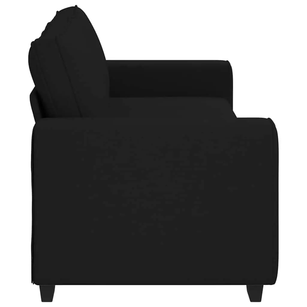 3-Seater Sofa Black Fabric 220x77x82cm Polyester Wooden and Metal Frame
