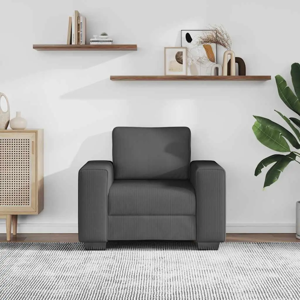 Sofa Chair Grey Corduroy Fabric Armchair Living Room Furniture