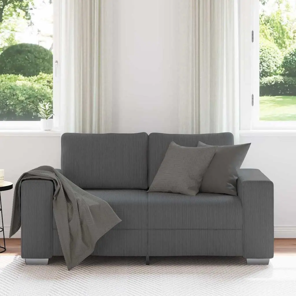 Loveseat Sofa Grey Corduroy Fabric Comfortable Seating Living Room Furniture