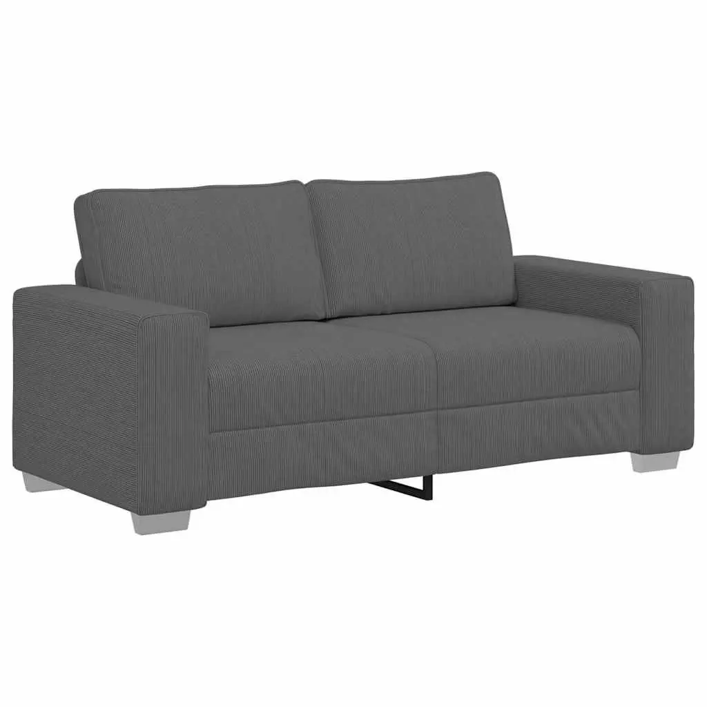 Loveseat Sofa Grey Corduroy 180x77x82cm Comfortable Padded Seating Relaxation