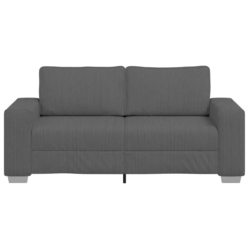 Loveseat Sofa Grey Corduroy 180x77x82cm Comfortable Padded Seating Relaxation